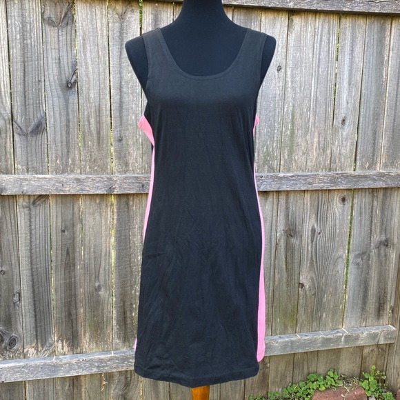 Vintage 90’s PASHA Racerback Neon Pink & Black Cover-Up Beach Sundress - Picture 1 of 6